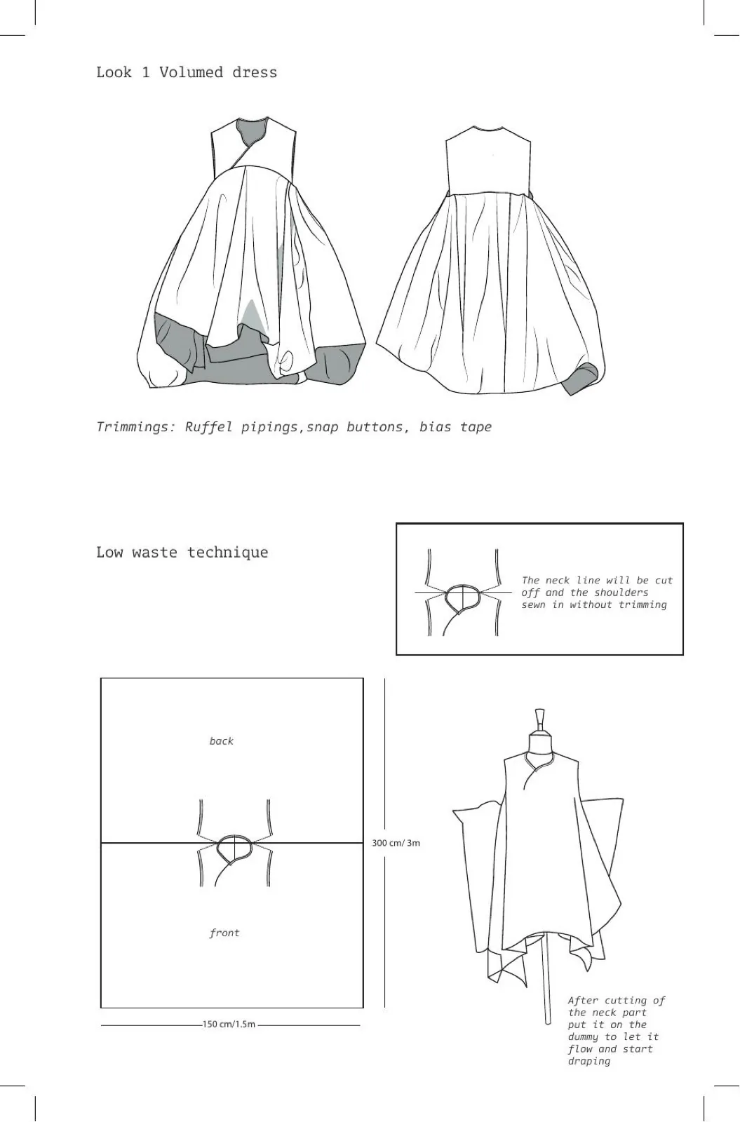 esreveR, technical flat, garment construction