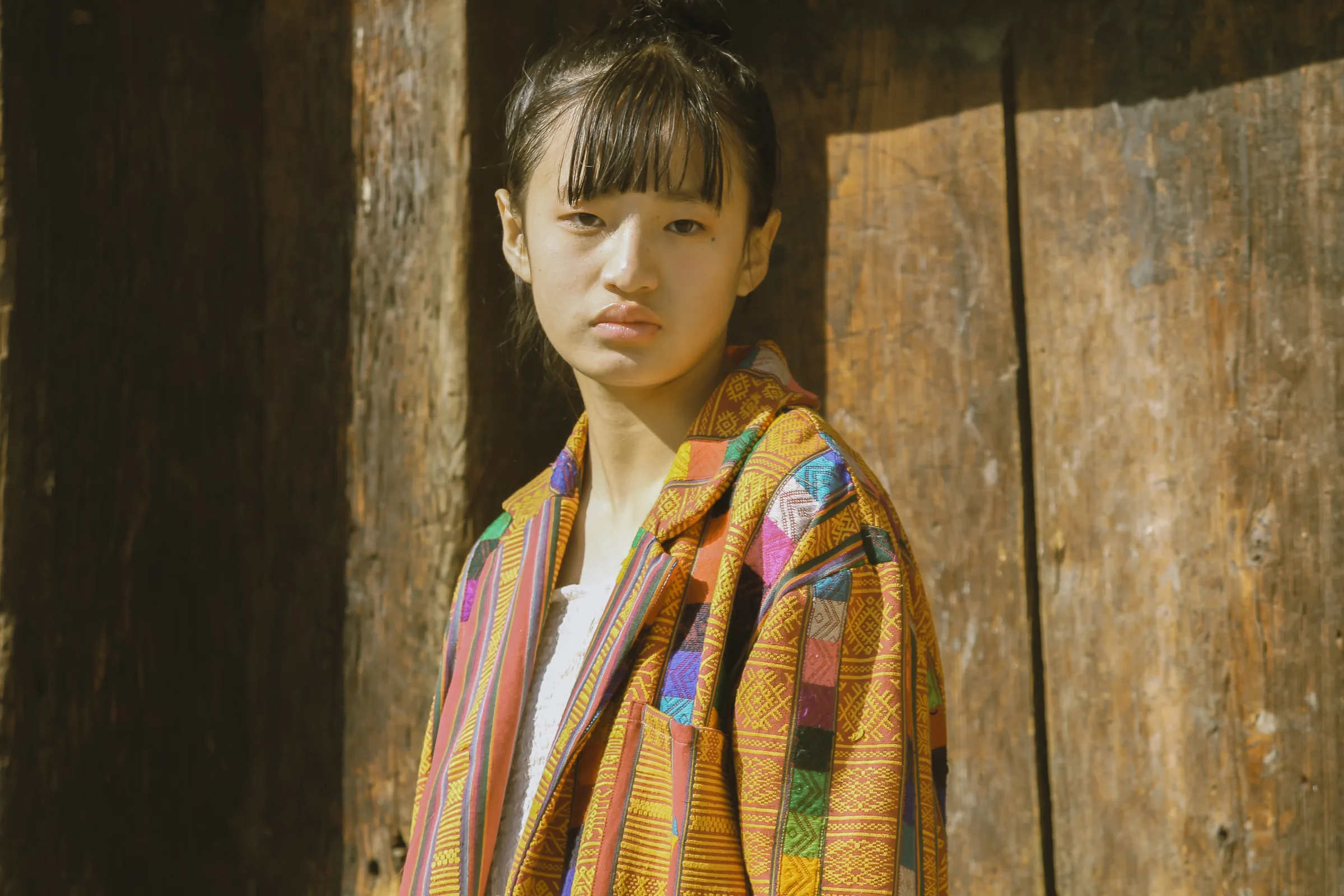 The remade patchwork jacket, a close look in the village sun